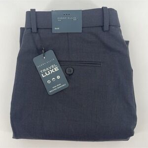 Perry Ellis Portfolio Tavel Luxe Stretch Non Iron Navy Dressy Pant 30x30(28) NWT